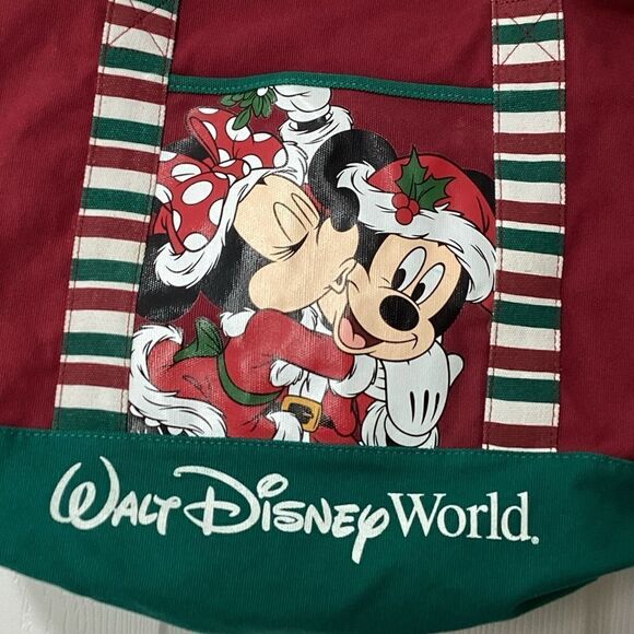 Walt Disney World Tote Disney Christmas Canvas Tote Mickey And Minnie Clause - Picture 2 of 9